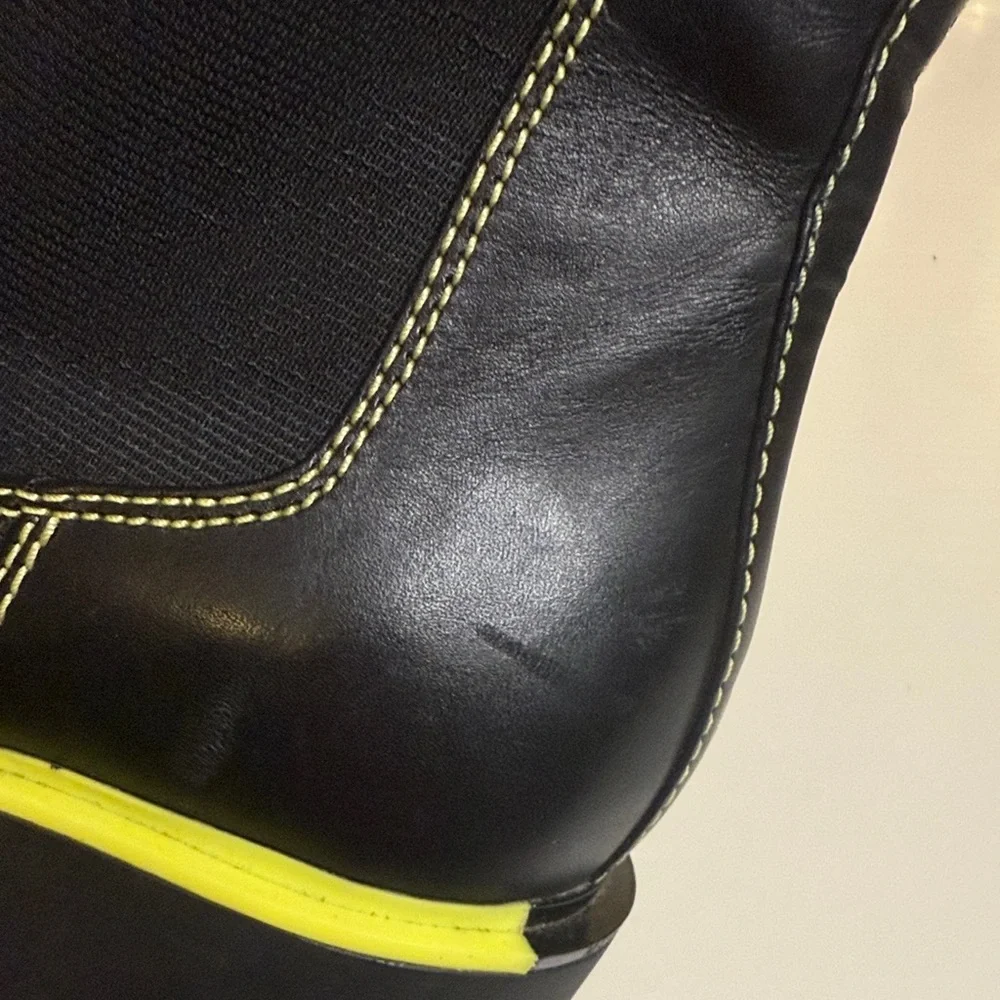 Michael Kors Keisha Chelsea Booties in Black and neon green